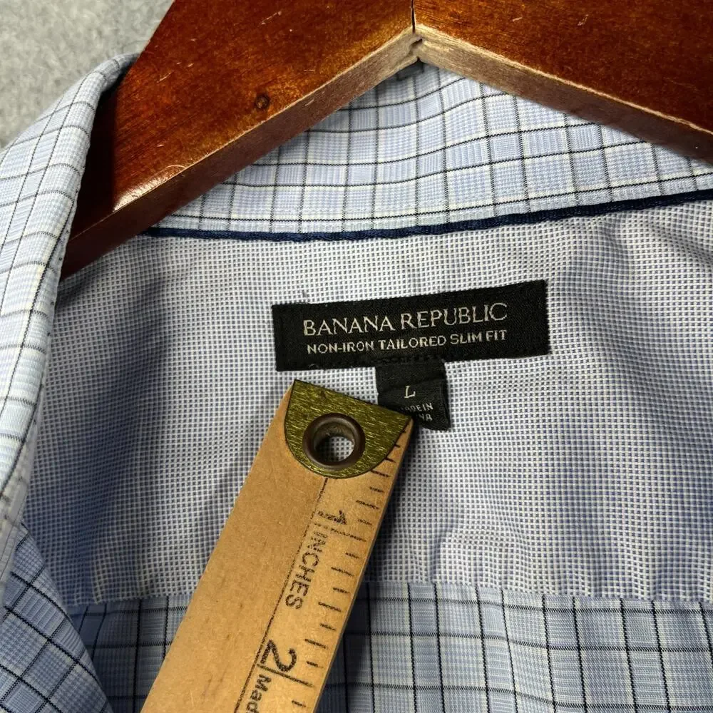 Banana Republic Non Iron Shirt Button Up Long Sleeve Slim Mens Large